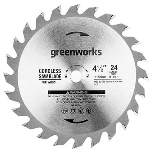 Пильный диск по дереву для циркулярной мини пилы Greenworks, 115х9,5 мм, 24T, арт. 2952507 - Greenworks в России